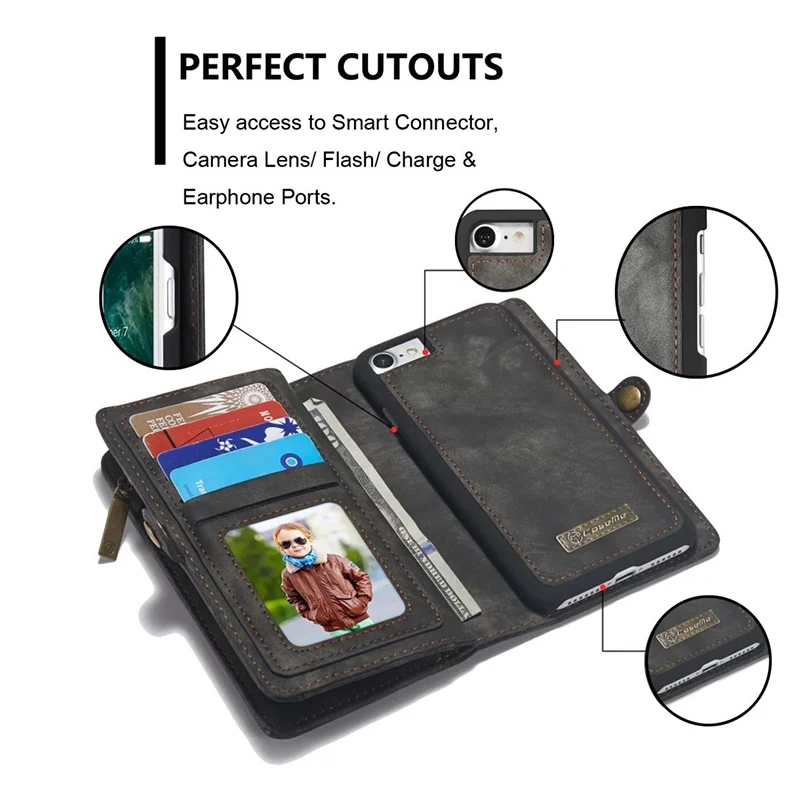 Бренд CaseMe роскошный второй слой из натуральной кожи кошелек чехол для iphone 6 6s 6plus 8