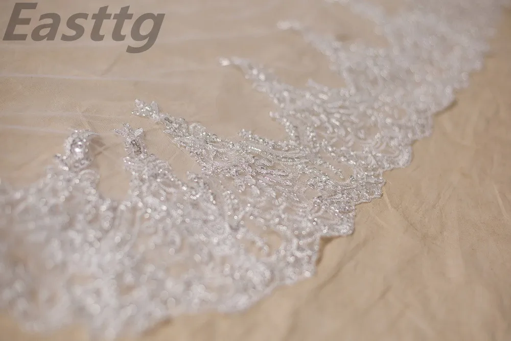 2021 реальные фотографии белая/Слоновая свадебная вуаль 3 м с гребнем кружевная