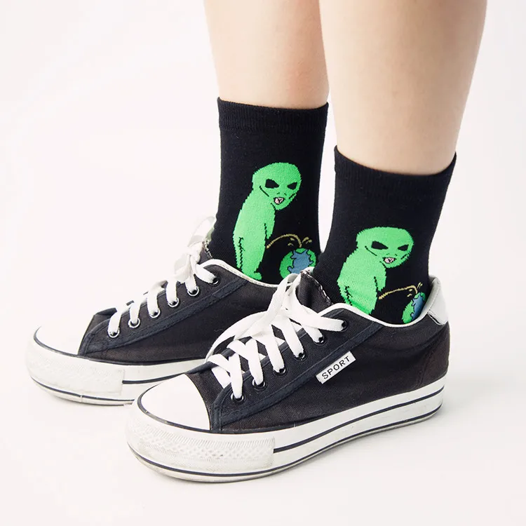 Женские хлопковые носки с милым котом Alien брендовые новый дизайн 2019|designer socks|socks