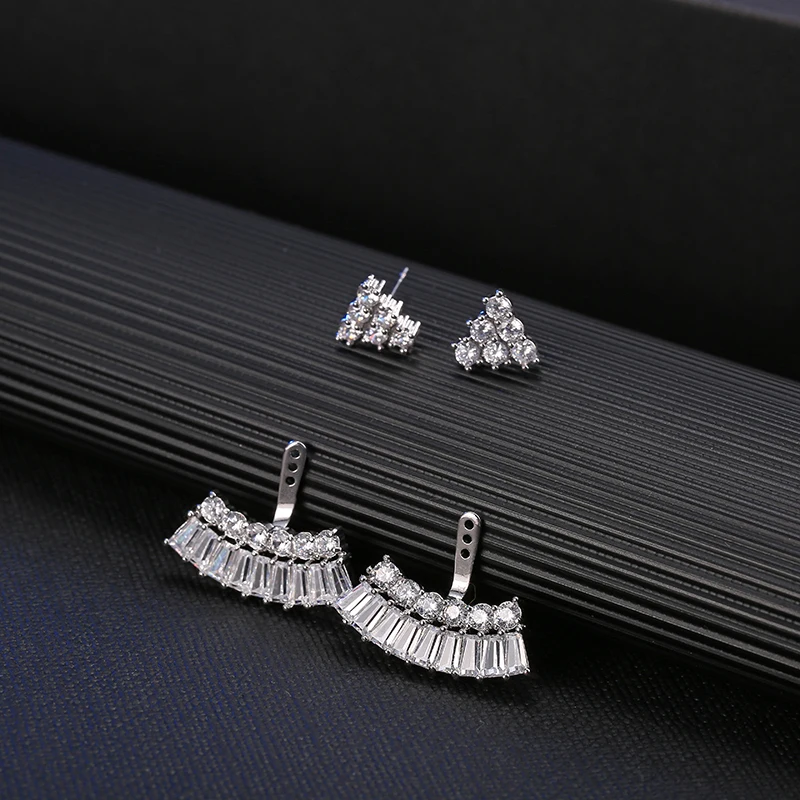 Женские Треугольные Серьги гвоздики с прозрачным фианитом|triangle stud earrings|stud earringsstud