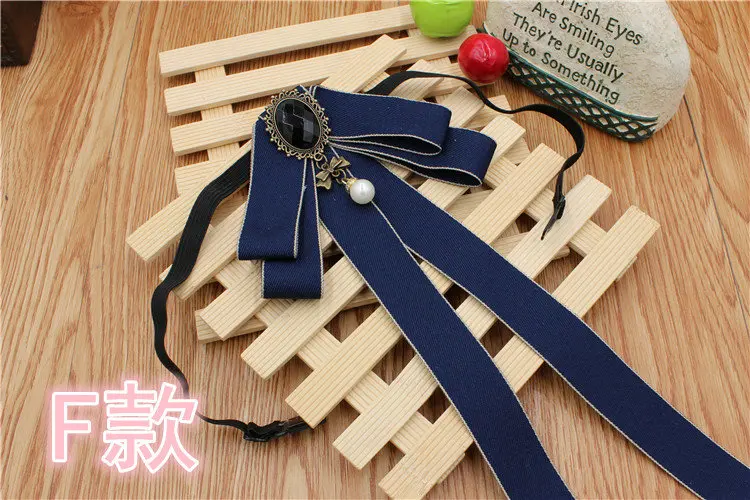 Ribbon Bowtie Элегантный галстук-бабочка для мужчин и женщин на свадьбу, вечеринку, банкет, воротник-рубашка, британский сплав, стразы, жемчуг, бисер, косплей, Униформа, лента, галстук-бабочка - Цвет: Ribbon Bowtie