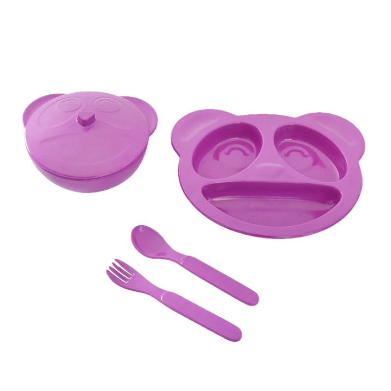 Baby Bowl Food Container Eating Learning Dishes Spoon Fork with Lids Set Organizer Cute Children Tableware | Мать и ребенок