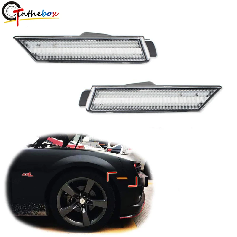 

Gtinthebox 3D Clear/Smoked Lens Amber 24-SMD LED Front Bumper Side Marker Light Lamps Kits For 2010-2015 Chevrolet Chevy Camaro