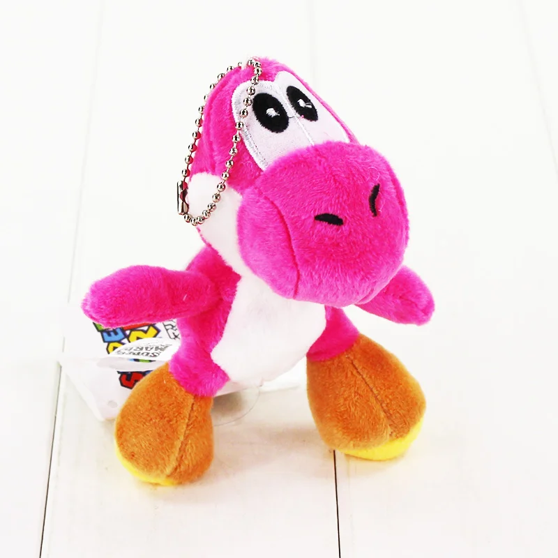 Rose Super Mario Bros yoshi Дракон мягкая плюшевая игрушка кукла 10 Цвета чучела брелок Кулоны из нержавеющей стали ремешки для телефона - Цвет: Rose