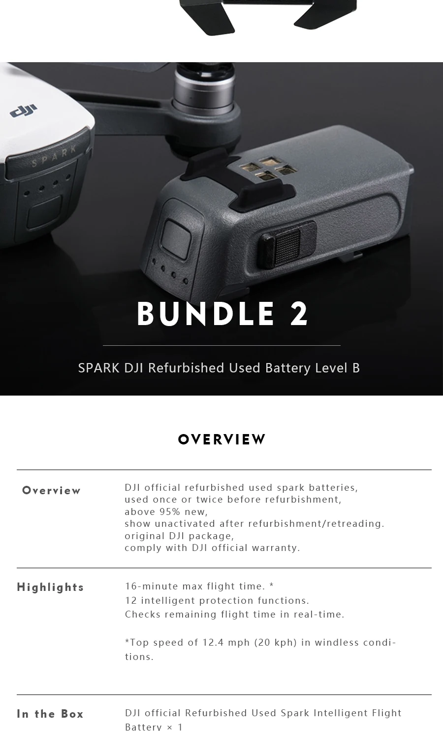 Батарея Mavic для DJI(Отремонтированная DJI)/Spark/Phantom 4 Series/Phantom 3 Drone Intelligent Flight Batteries(Отремонтированная DJI