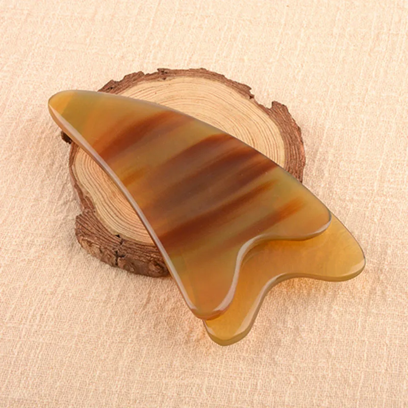 

Back GuaSha Board Yellow Natural Triangle Single Mouth Scraping Tools for and Massage Health Care with Natural Texture