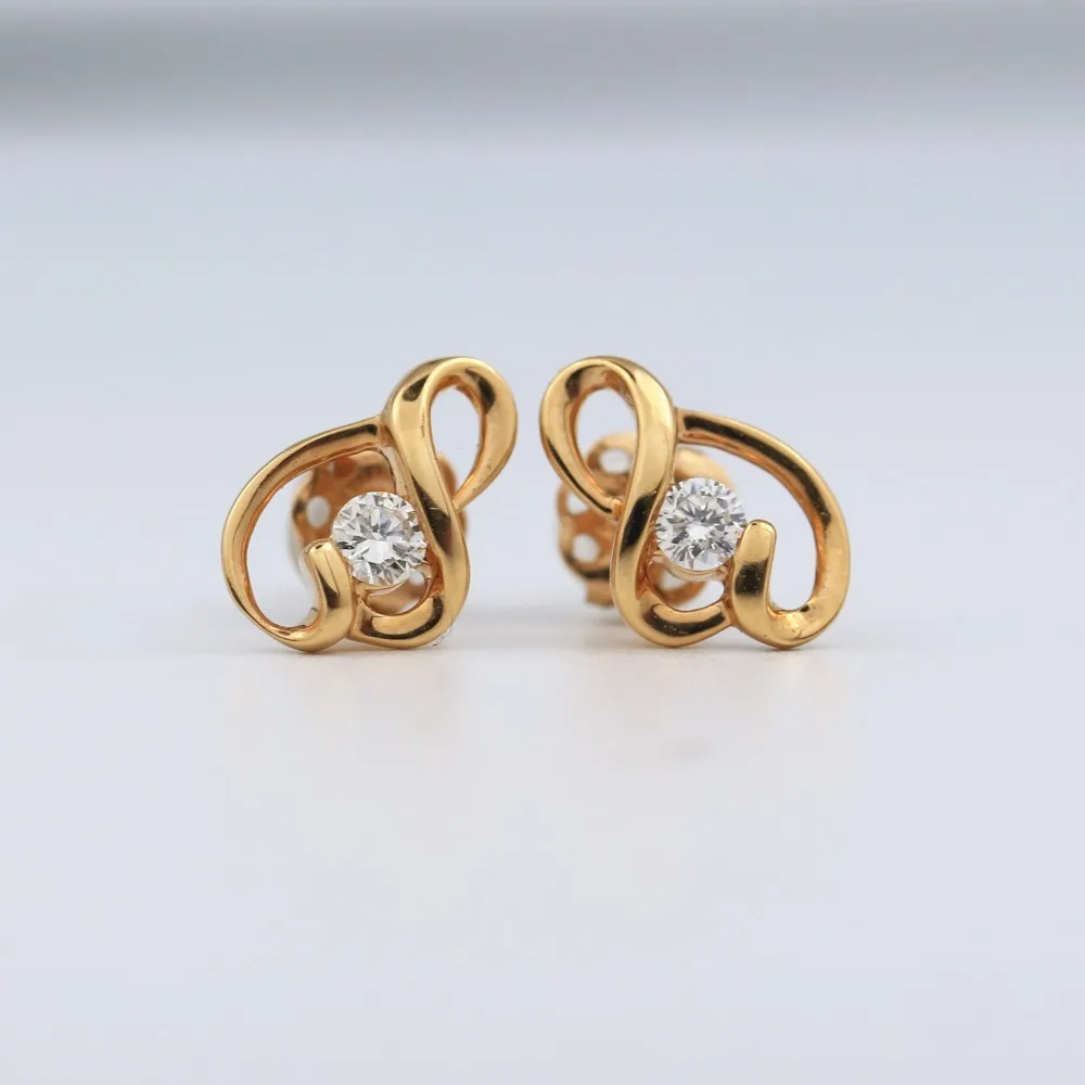 Круглые серьги-гвоздики LASAMERO 0.136CT из 18-каратного золота с натуральным