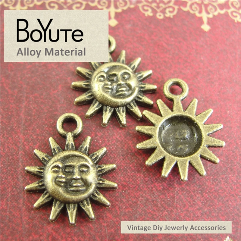 BoYuTe (200 Pieces/Lot) 13*16MM Vintage Diy Accessories Parts Antique Bronze Sun Face Charms Pendants for Jewelry Findings | Украшения и