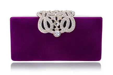 YM1010purple SEKUSA, женские вечерние сумки, стразы, металлическая сумочка украшенная короной, полная бриллиантов, дневной клатч, кошелек, вечерние сумки, серебро/золото/черный - Цвет: YM1010purple