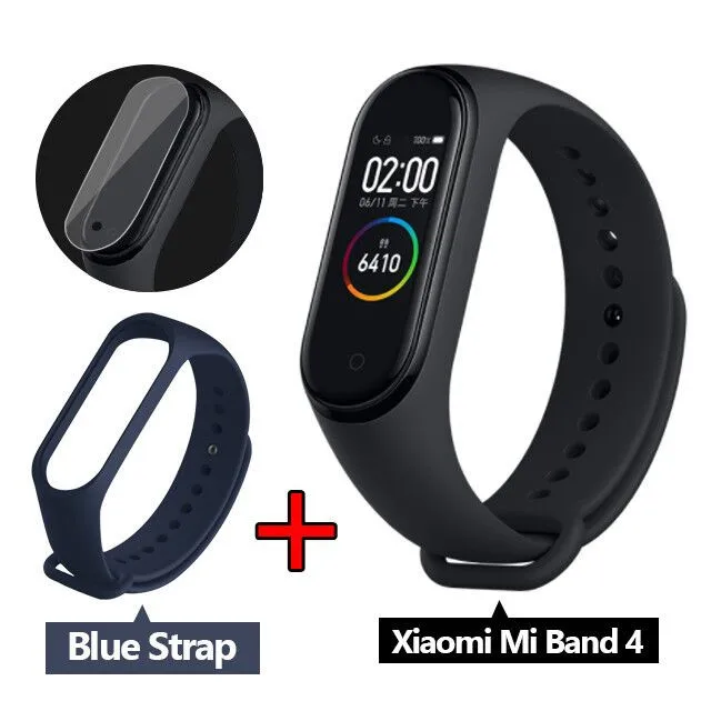Xiaomi mi Band 4 Smart AMOLED цветной экран браслет пульсометр фитнес Bluetooth 5,0 50MSwim mi ng водонепроницаемый mi Band 4 - Цвет: Band 4 add Dark Blue