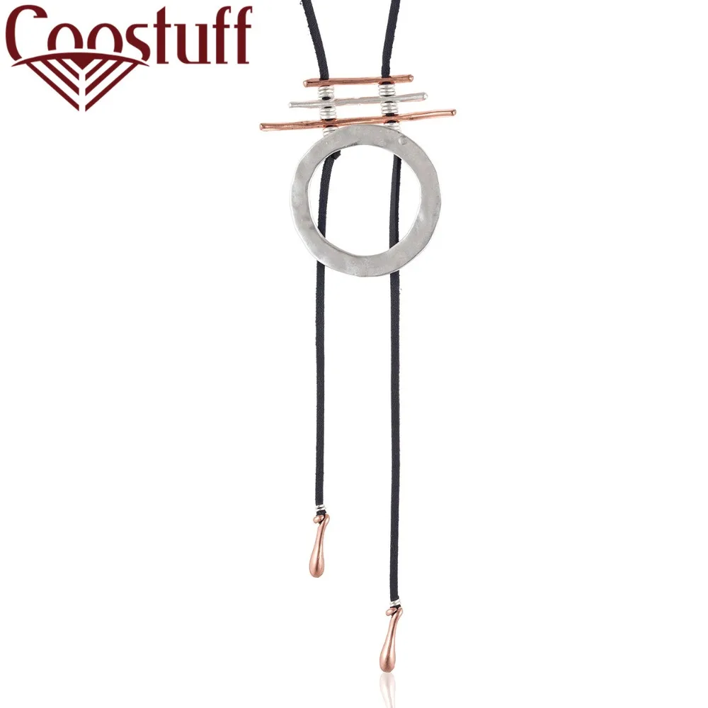 Женское серебряное ожерелье с кулоном Bolo Tie эффектное черное кожаное чокер Лидер