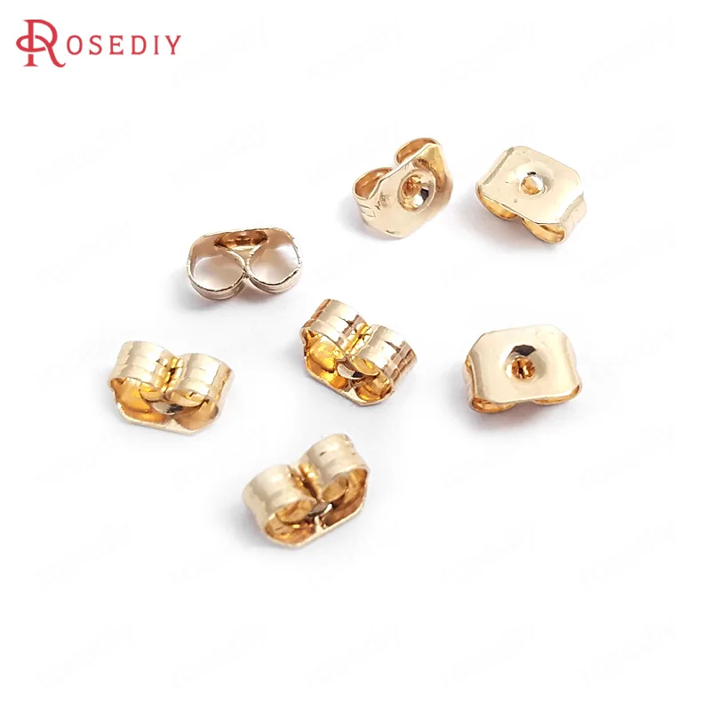 

(30597-2)200PCS 5*3.8MM 24K Champagne Gold Color Plated Brass Stud Earring Back Stopper Diy Jewelry Findings Accessories