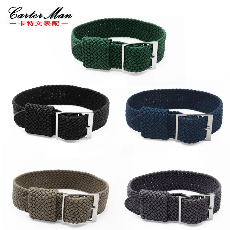 Черный ремешок для часов 20 мм высококачественный нейлоновый Perlon специальный