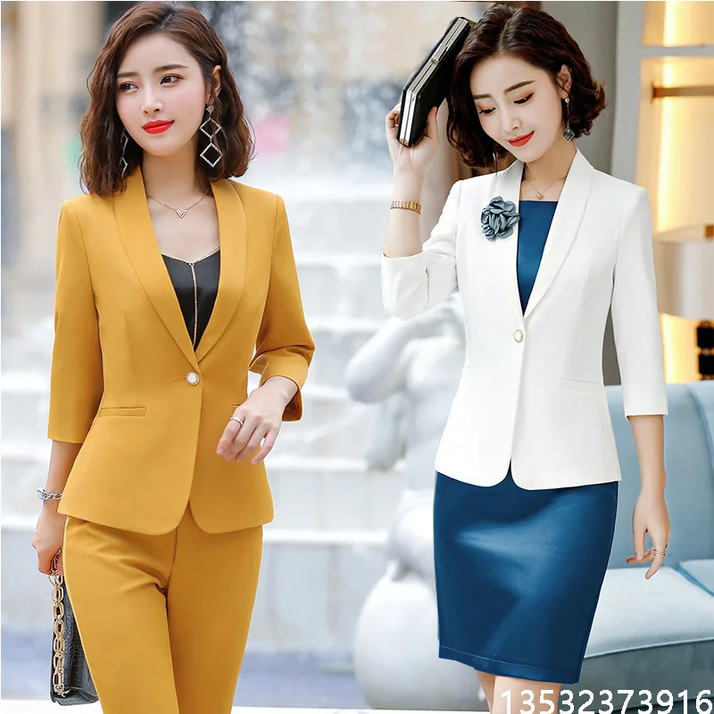 Professional women's suits autumn new five-point sleeves solid color Slim suit temperament casual trousers