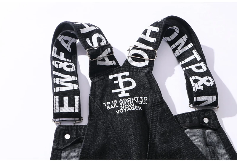 Мужской джинсовый комбинезон Sokotoo, стильный облегающий полукомбинезон плюс-сайз из чёрной джинсовой ткани с надписями