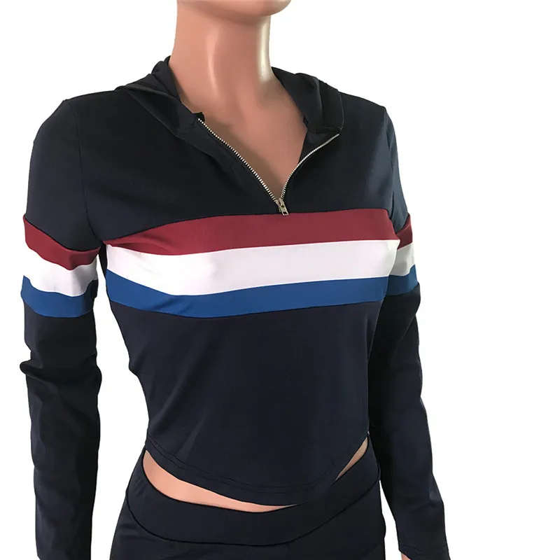 

New Fashion Tracksuit for Women Autumn Winter Striped Printed Long Sleeve Hoodie Tops and Pants Two Piece Sets Casual Sweatshirt