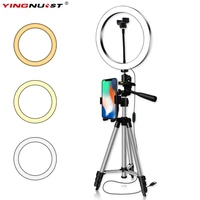 162026cm photography dimmable led selfie ring light youtube video live 5500k photo studio light with phone holder usb plug