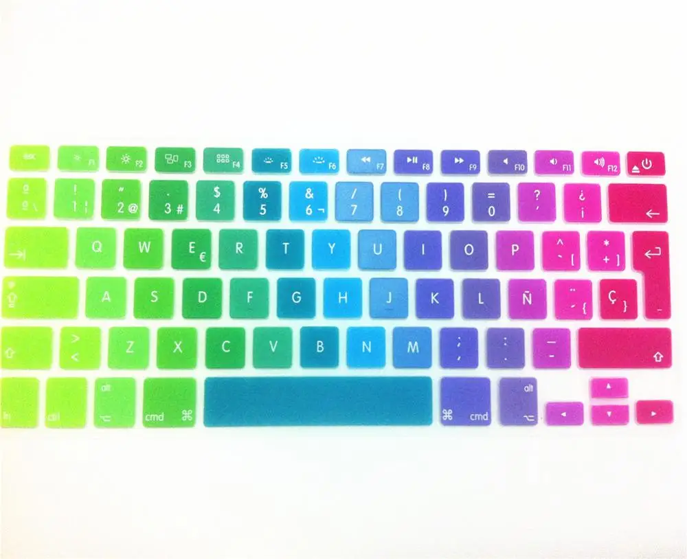 5 шт. испанская клавиатура кожный чехол для Macbook Mac Book 13 15 17 EU UK Europe версия Силиконовая Защитная пленка для ноутбука - Цвет: Rainbow