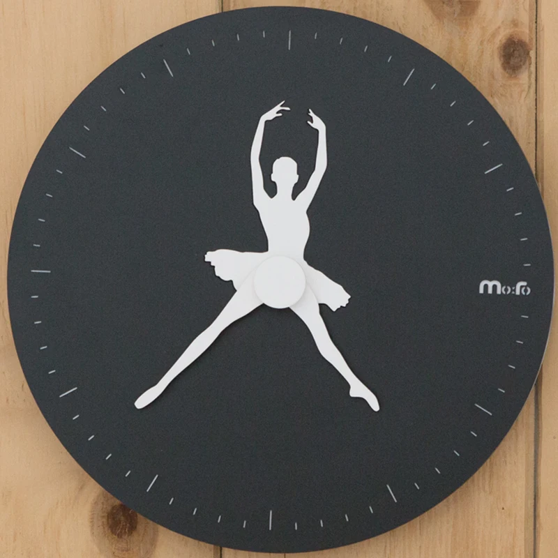 12 inches Ballerina Girl Circular Quartz Wall Clock Modern Design For Kids Room Home Decoration Diy Wandklok
