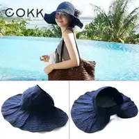 Шляпа COKK женская с широкими полями, складная пляжная Панама от солнца, для отдыха и путешествий, с защитой от ультрафиолета, летняя