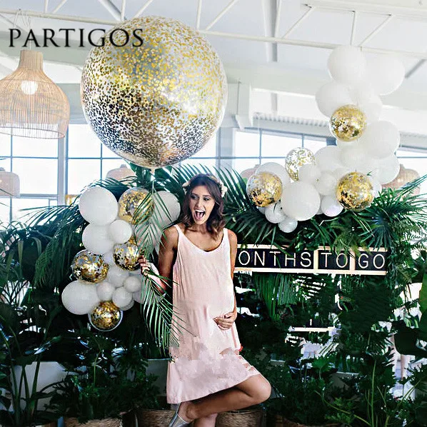 Большой 36 дюймовый стеклянный надувной Гелиевый шар золотой серебряный конфетти