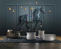 beibehang custom size three dimensional classic 3d wallpaper embossed horse screen new chinese background wall papers home decor