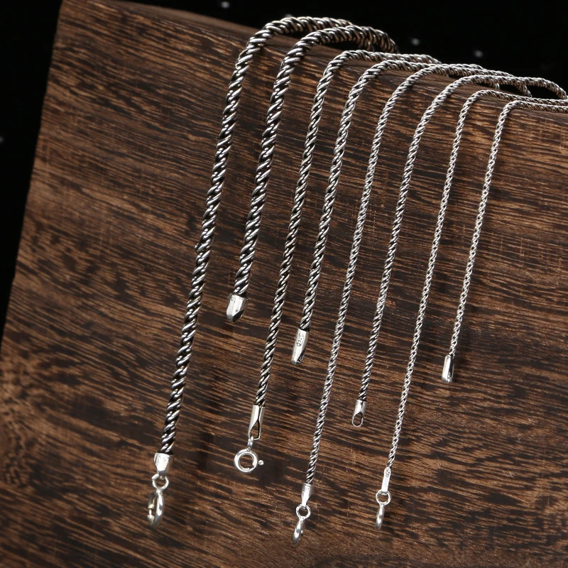 

925 sterling silver jewellery vintage fashion necklace for women and men rope knitting personality minimalism necklace chain