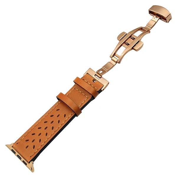 Ремешок для часов iWatch Apple Watch из натуральной телячьей кожи, 38 мм, 40 мм, 42 мм, 44 мм, серия 1, 2, 3, 4, стальной ремешок с бабочкой и пряжкой