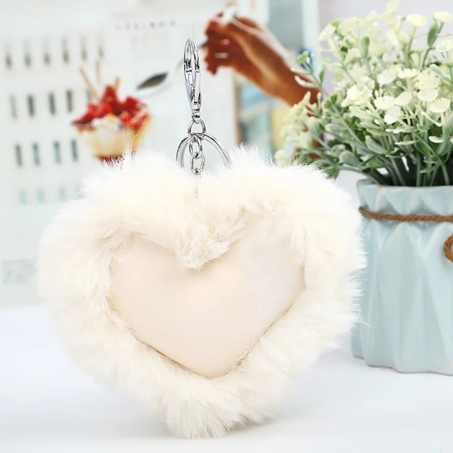 1pc Fashion Love Heart Shaped Plush Keychain Pendant Women PU Car Bag Key Ring Toys K0004 | Украшения и аксессуары