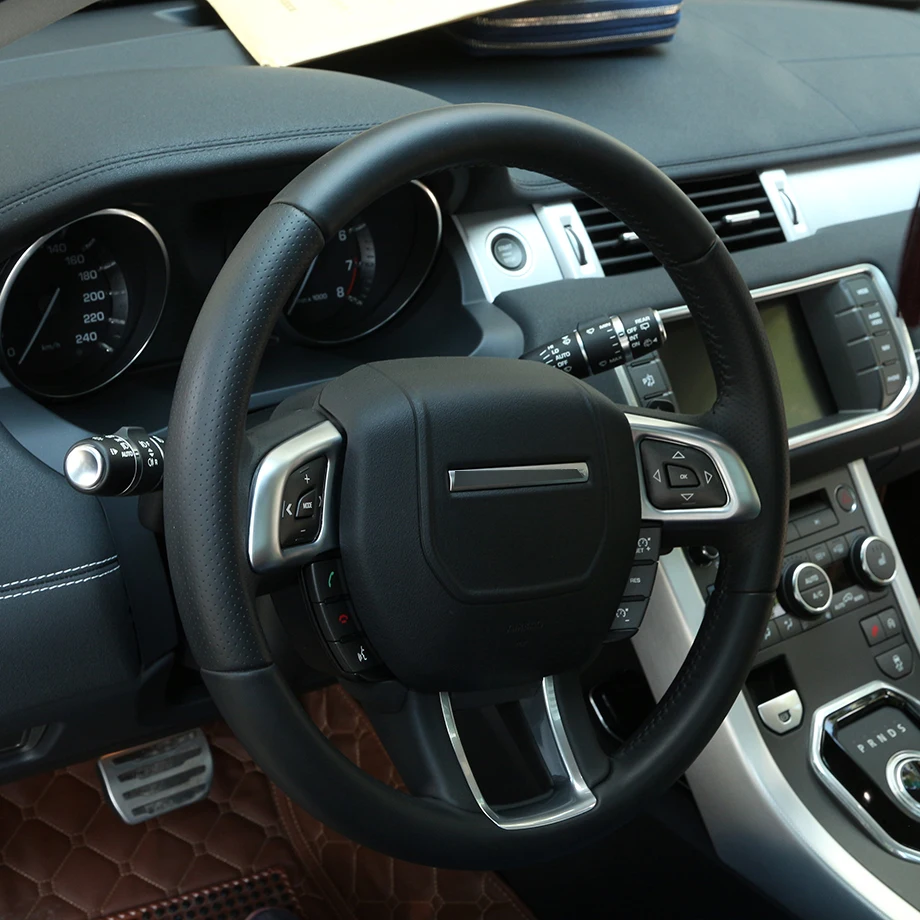 2 шт хромированный аксессуар для салона руля кнопка наклейка для Range Rover Evoque 2011-, автомобильный Стайлинг