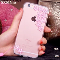 for iphone 11 12 13 pro max 5s se 6 6s 7 8 plus x xs max xr fashion bling rhinestone diamond flower soft clear phone case shell