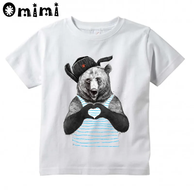 

Kids Russian Chewbacca/Bear Design T Shirt Boys/Girls Great Kawaii Short Sleeve Tops Children's Funny White T-Shirt,ooo6046
