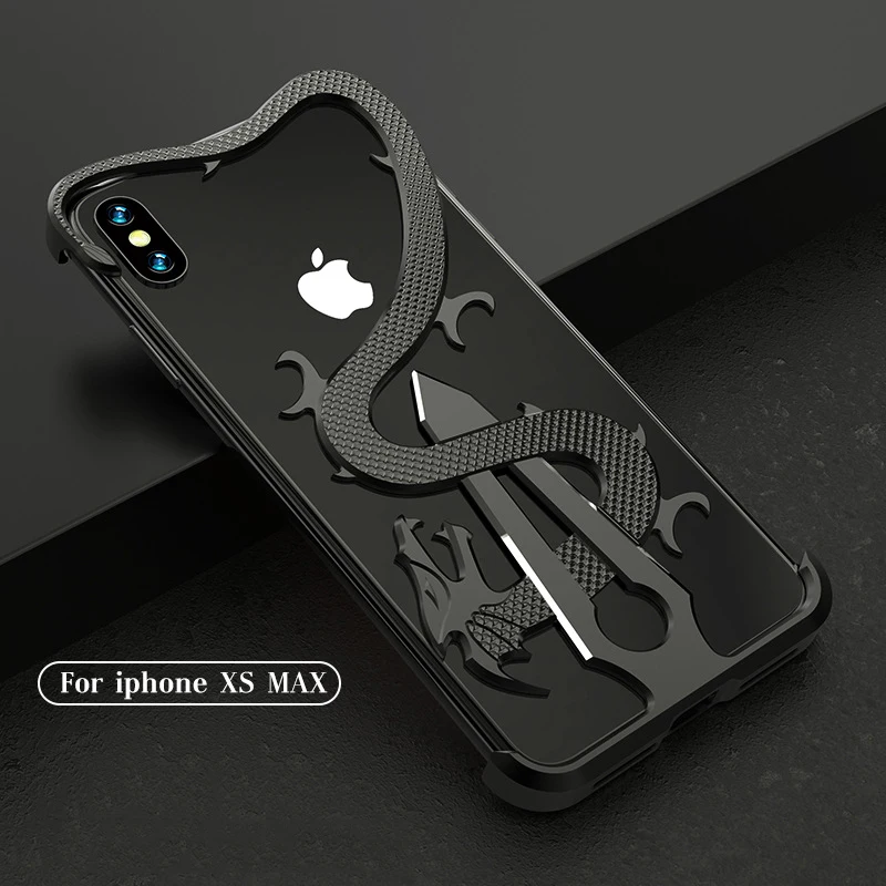 Китайский дракон алюминиевый защитный противоударный чехол для iPhone XR XS металлическая рамка Бампер для iPhone Xs Max меч Дракон 2 в 1