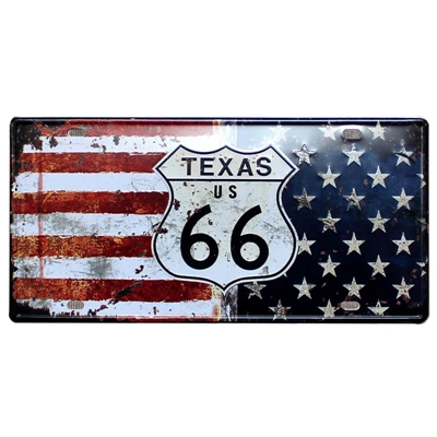 [SQ-DGLZ] Горячая Техасский Route 66 номерной знак бар украшение стены оловянный знак винтажный металлический знак домашний декор живопись таблички плакат