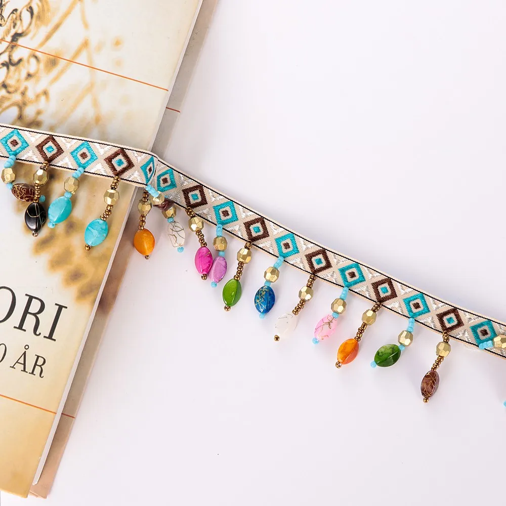 1 ярд ручная работа нейлон Богемия кисточка кружевная лента помпон отделка ткань