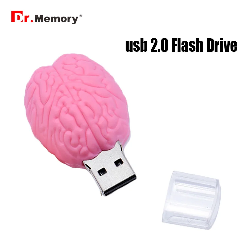 Мультяшная модель мозга, флеш-диск Usb 2,0, 64 ГБ, флешка, 4 ГБ, 8 ГБ, 16 ГБ, 32 ГБ, милая Usb карта памяти, 128 ГБ, реальная емкость, Usb ключ, подарок