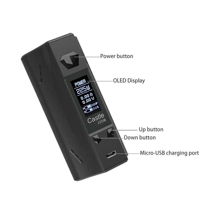 Vape mod Оригинал квадроциклы замок 225 Вт коробка мод электронная сигарета TC обход