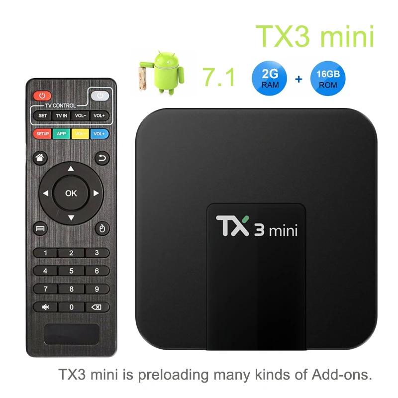 TX3 Мини Android 7 1 Smart TV BOX 2 Гб 16 четырехъядерный процессор Amlogic S905W телеприставка H.265 4K