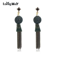 longway classic design trending green romantic statement drop earrings for women crystal beads brand jewelry gifts ser160105