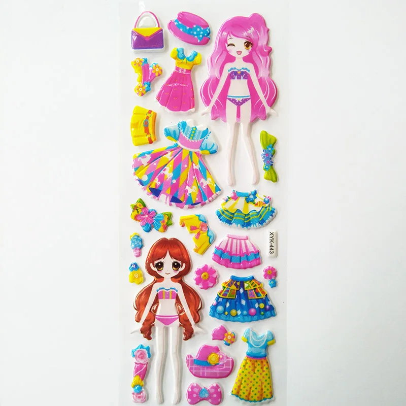3D наклейки из пены для детей забавные игрушки сделай сам платья 6 листов в