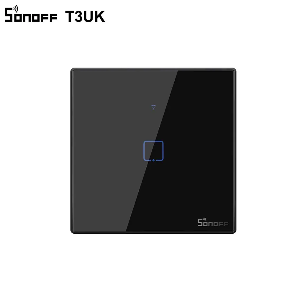 Интеллектуальный выключатель света SONOFF T3UK TX Smart Wi Fi настенный сенсорный Черный с
