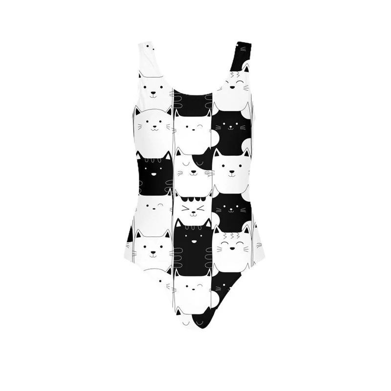 2019 новый для девочки с принтом &quotКошка&quot цв Семья купальные костюмы женские