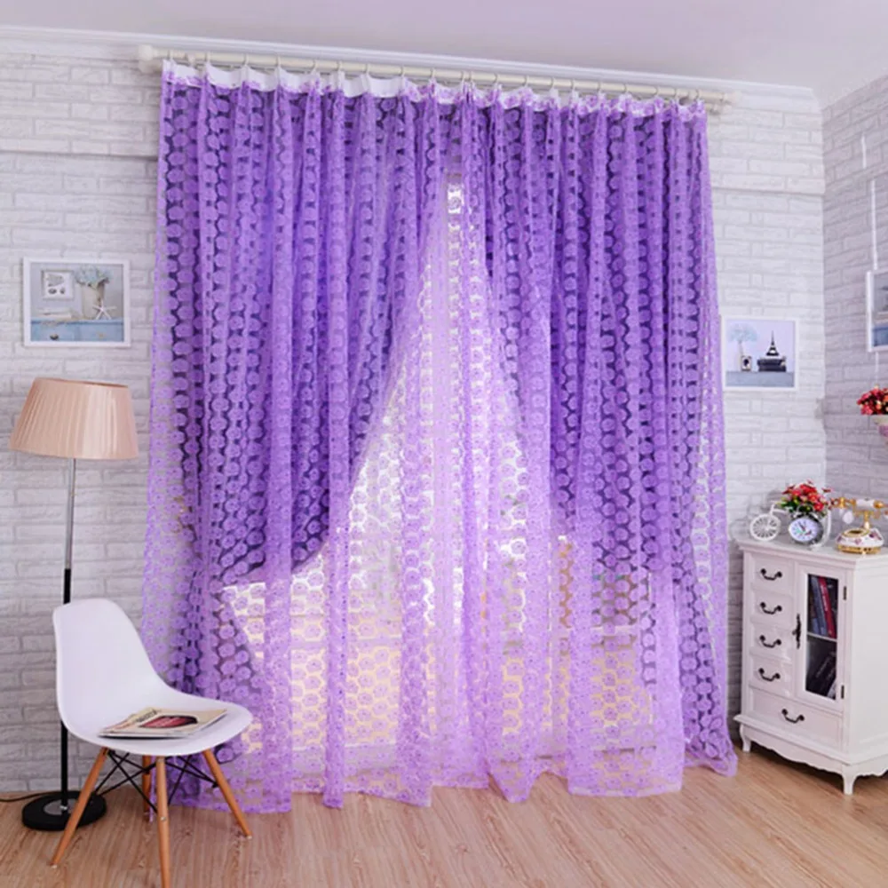 

Home Decor Rose Voile Perspective Curtains Living Room Window Curtains Tulle Sheer Curtains