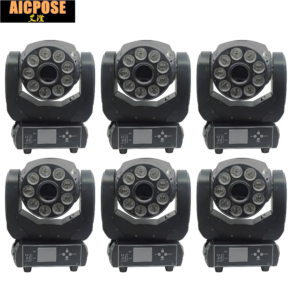 6 шт./лот 6x8 Вт лампа Gobo стробоскоп диско DJ Освещение 6*8 RGBW 4в1 LEDs Wash + 30 LED Moving Head мини