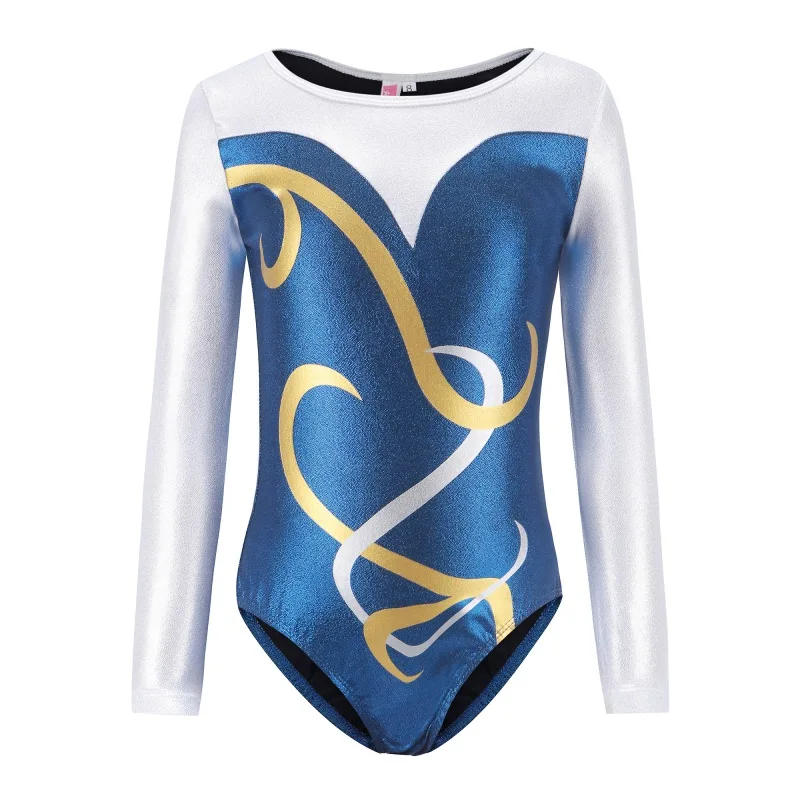 

5-12 year Gymnastics Dancesuit Girls Long Sleeve Dance Leotards Child Striped Costumes Gymnastic Kids Dance Ballet suits