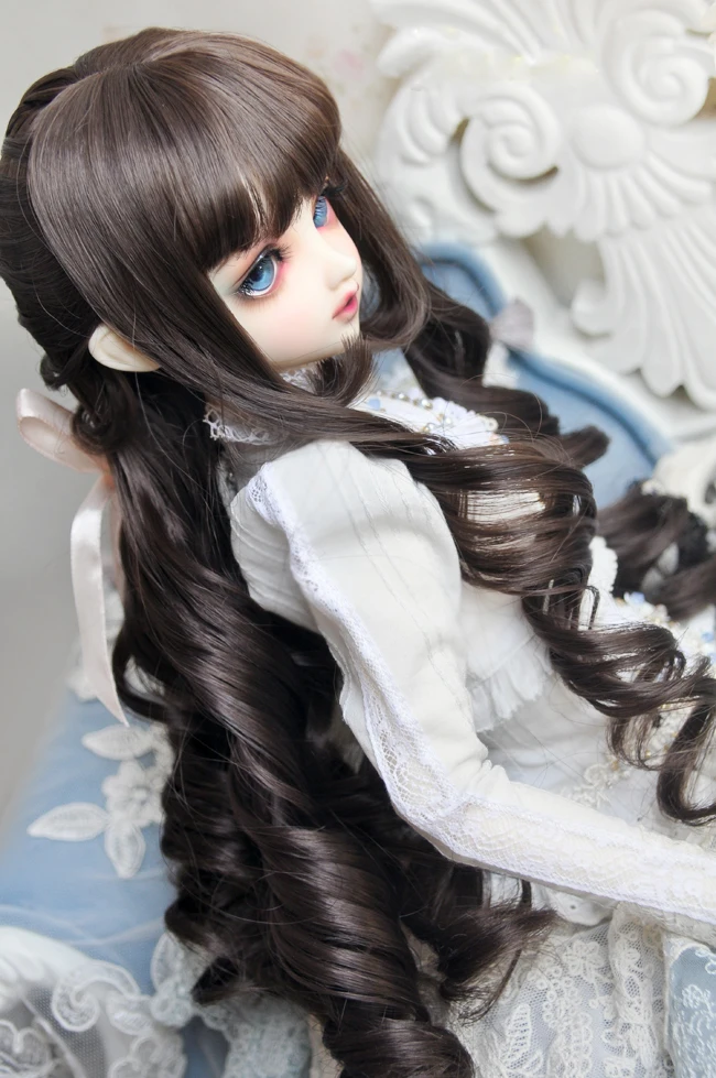 BJD SD кукла льняной коричневый высокотемпературный провод волос парики 1/3 1/4 1/6 BJD Европейский стиль ленты короткие вьющиеся волосы