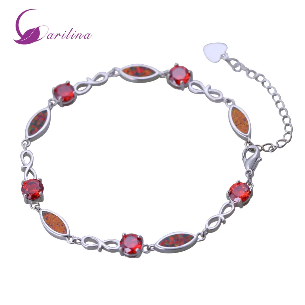 

New Hot Popular Silver Color Red Garnet Fire Opal Bracelets For Women Women Accessories Pulseiras Femininas B223