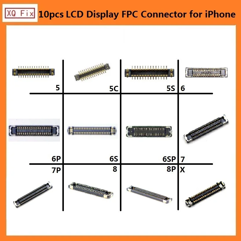 10 шт ЖК дисплей FPC разъем Замена для iPhone 5 6 6s 7 8 Plus X|Шлейфы мобильных телефонов| |