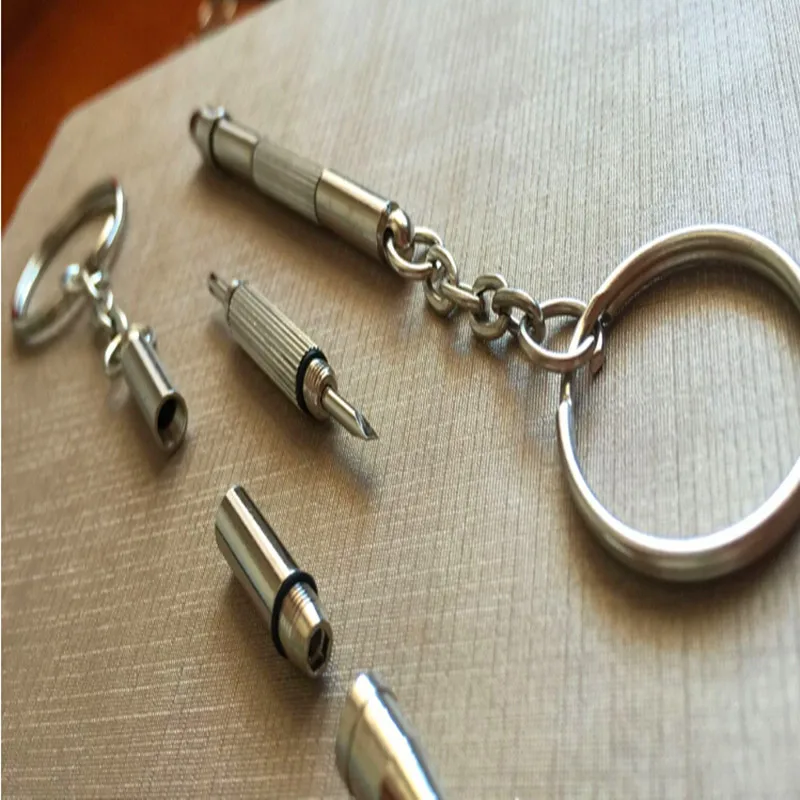 Mini Multifunction Keychain ruled four glasses screwdriver small tool combination mobile phone repair manual | Дом и сад