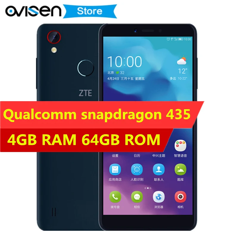 Zte лезвие A4 Смартфон snapdragon 454 Octa Core 4 ГБ Оперативная память 64 5 45 дюймов Android 8 1 13MP 3200